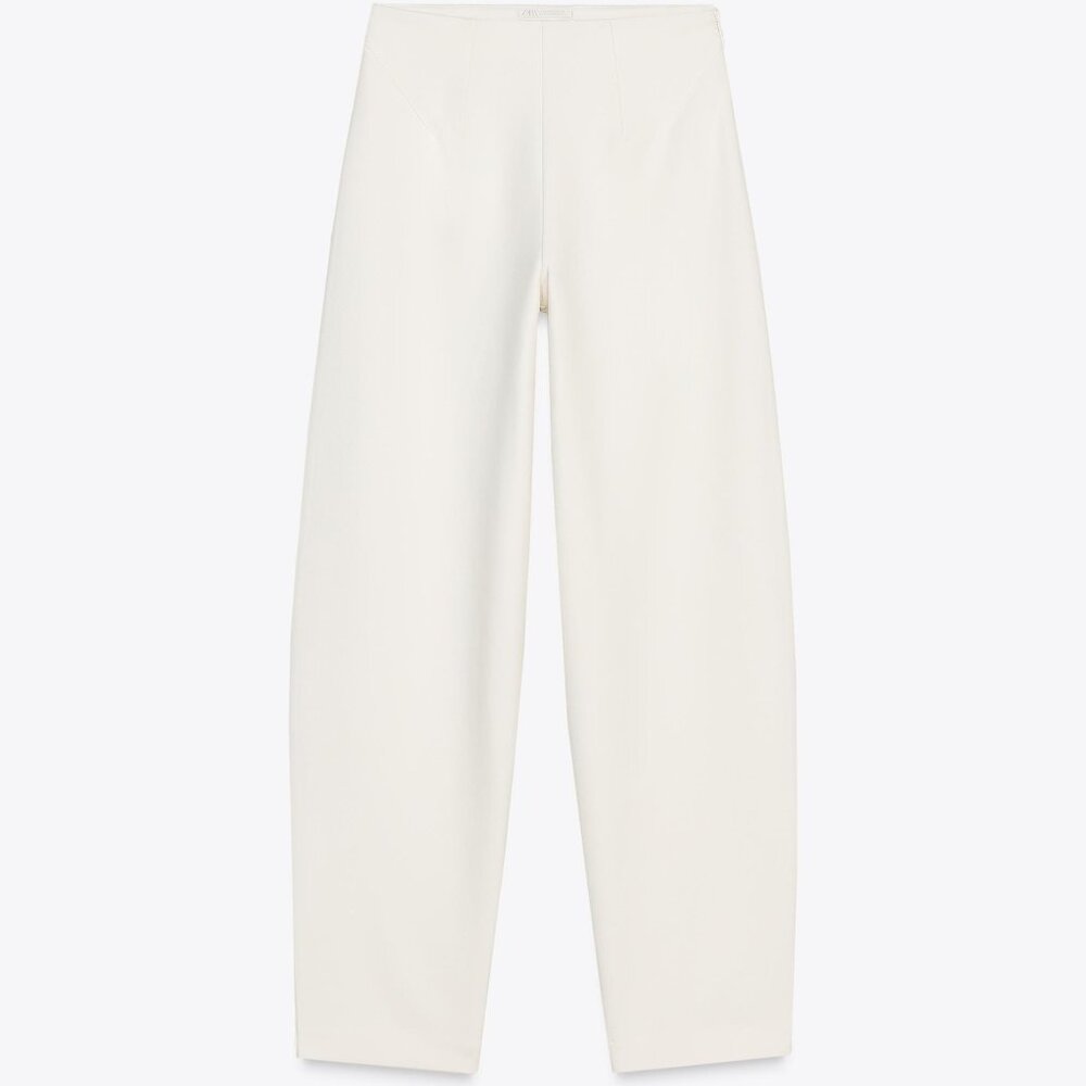 Zara - White Interlock Zipper Pants - NWT